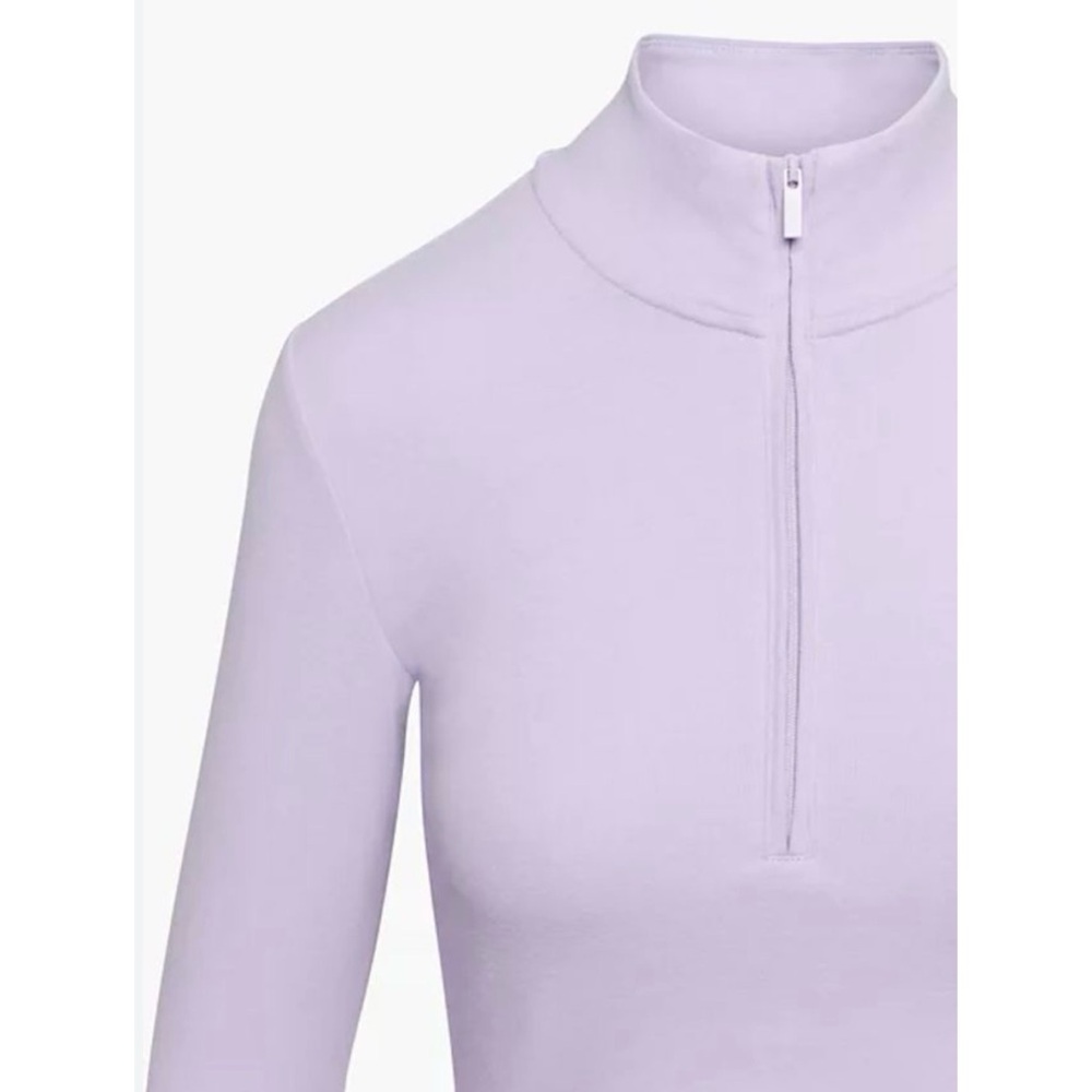 SUNDAY BEST • Aritzia Lavender Mock-Neck Half-Zip Crop Long Sleeve Jacket Top, S - Picture 6 of 16